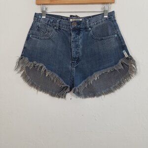 One Teaspoon High Rise Button Fly Jean Shorts Blue Size 24